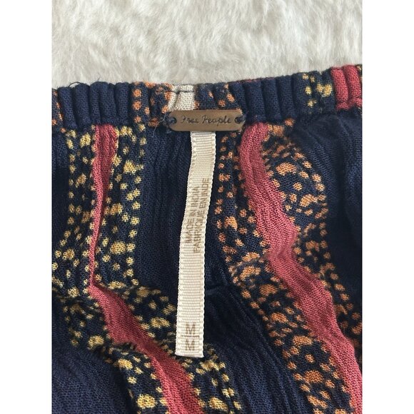 Free People Sz M Simone Flounce Patterned Strapless Jumpsuit  Wide Leg Red Black - Picture 3 of 14